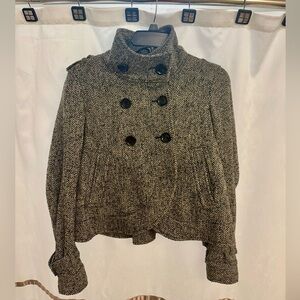 Michael Kors Tweed Cropped Jacket Size S Black White Grey